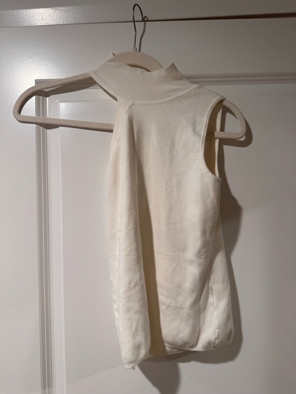 Sleeveless Mock Neck Knit Top - Cream